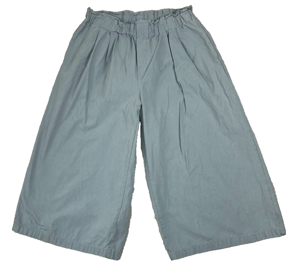 ee:some Capris Womens L Cotton Light Blue Culottes Wide Leg Elastic Waist